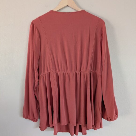 Torrid Size 2 (18/20) Rust Blue Embroidery Lace-Up Babydoll Challis Boho $59.50 - Picture 10 of 10